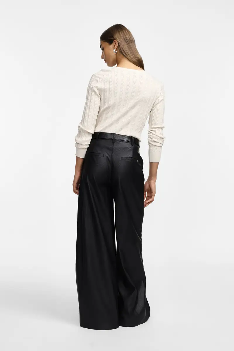 Pantaloni a gamba larga in similpelle Nero miniatura 4