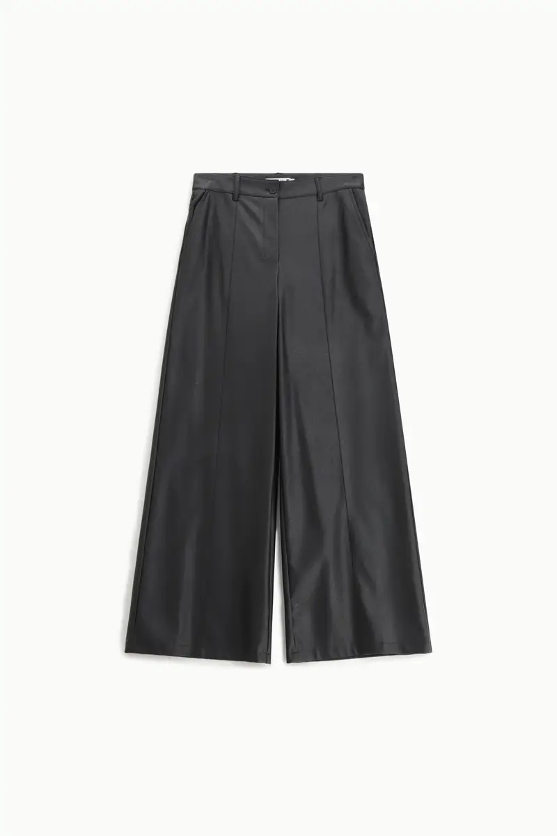 Pantaloni a gamba larga in similpelle Nero