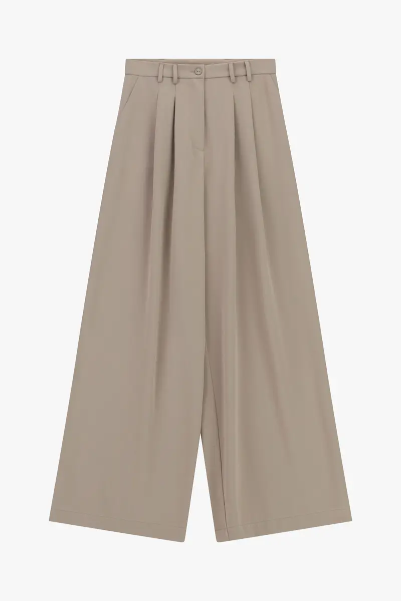 Pantaloni a gamba larga Tortora