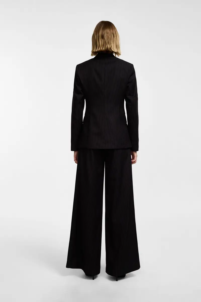 Pantaloni a righe ampia gamba Nero miniatura 3