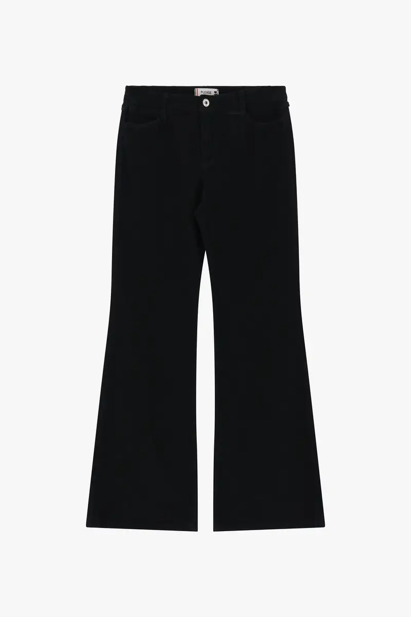 Pantaloni a zampa con vita media Nero