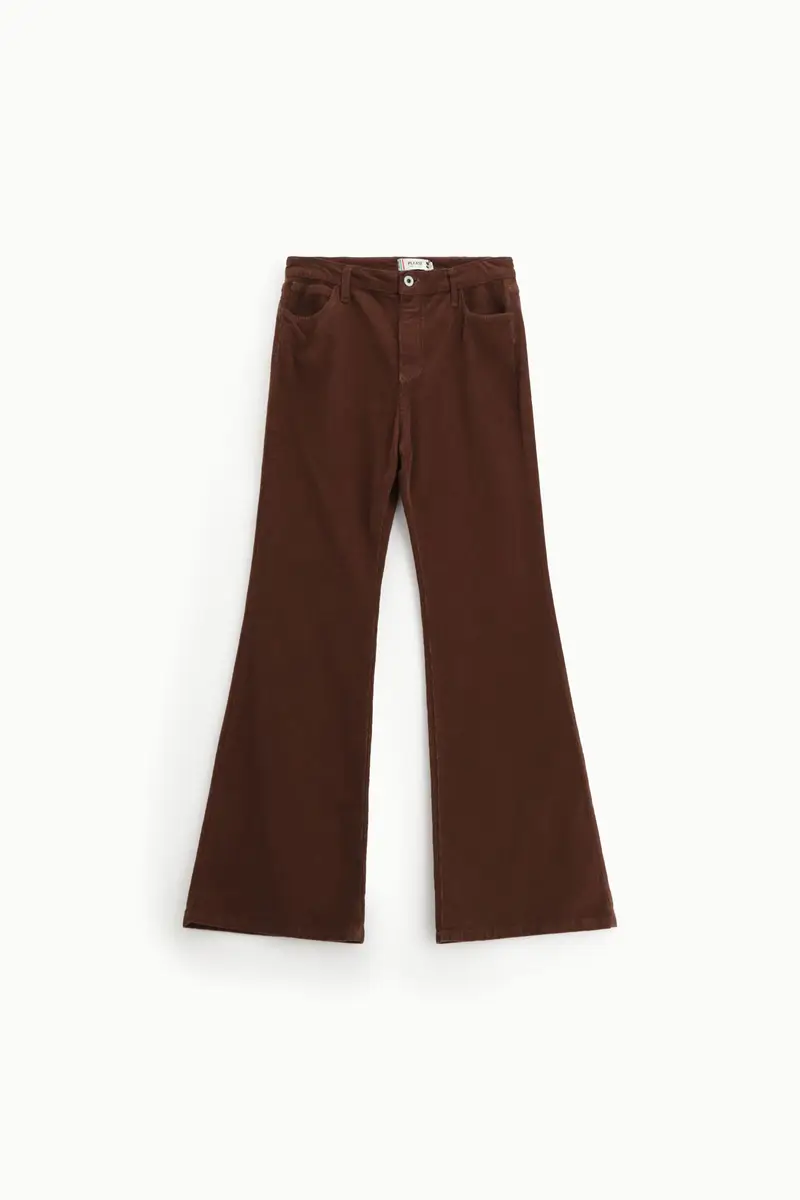 Pantaloni a zampa con vita media Sepia