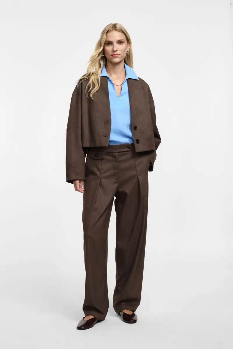 Pantaloni ampi a vita alta Cioccolato miniatura 2