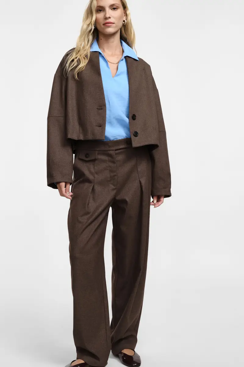 Pantaloni ampi a vita alta Cioccolato miniatura 4