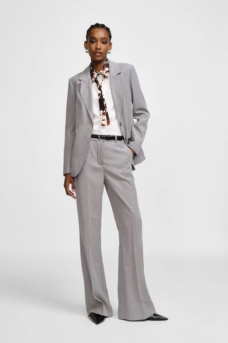 Pantaloni ampi a vita alta classici Grigio miniatura 2