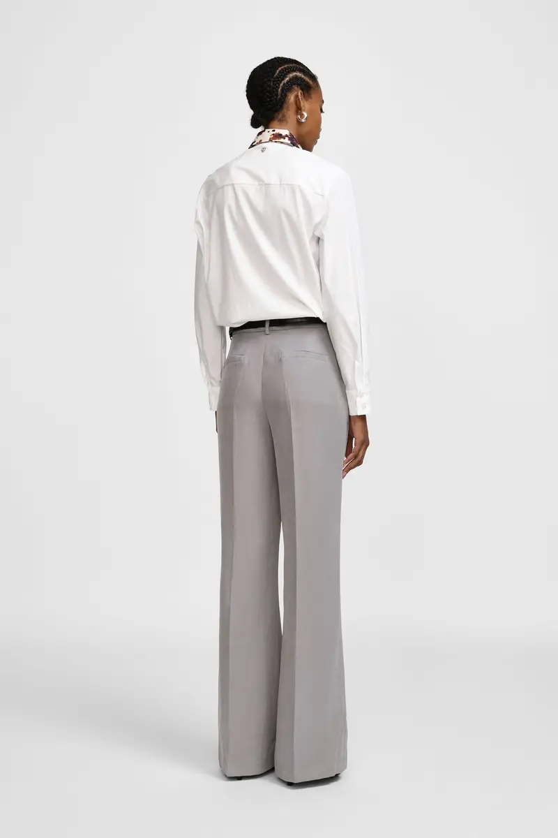 Pantaloni ampi a vita alta classici Grigio miniatura 3