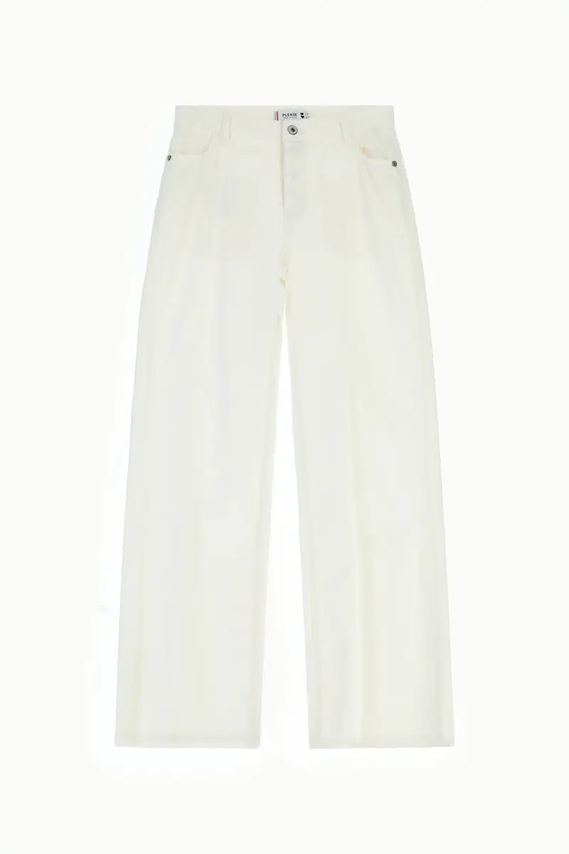 Pantaloni ampi cinque tasche vita alta Unbleached