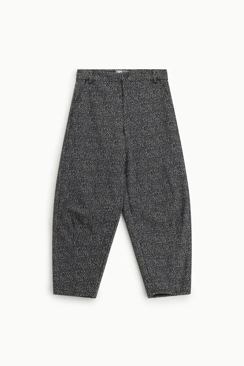 Pantaloni ampi stampa fantasia a vita alta Nero