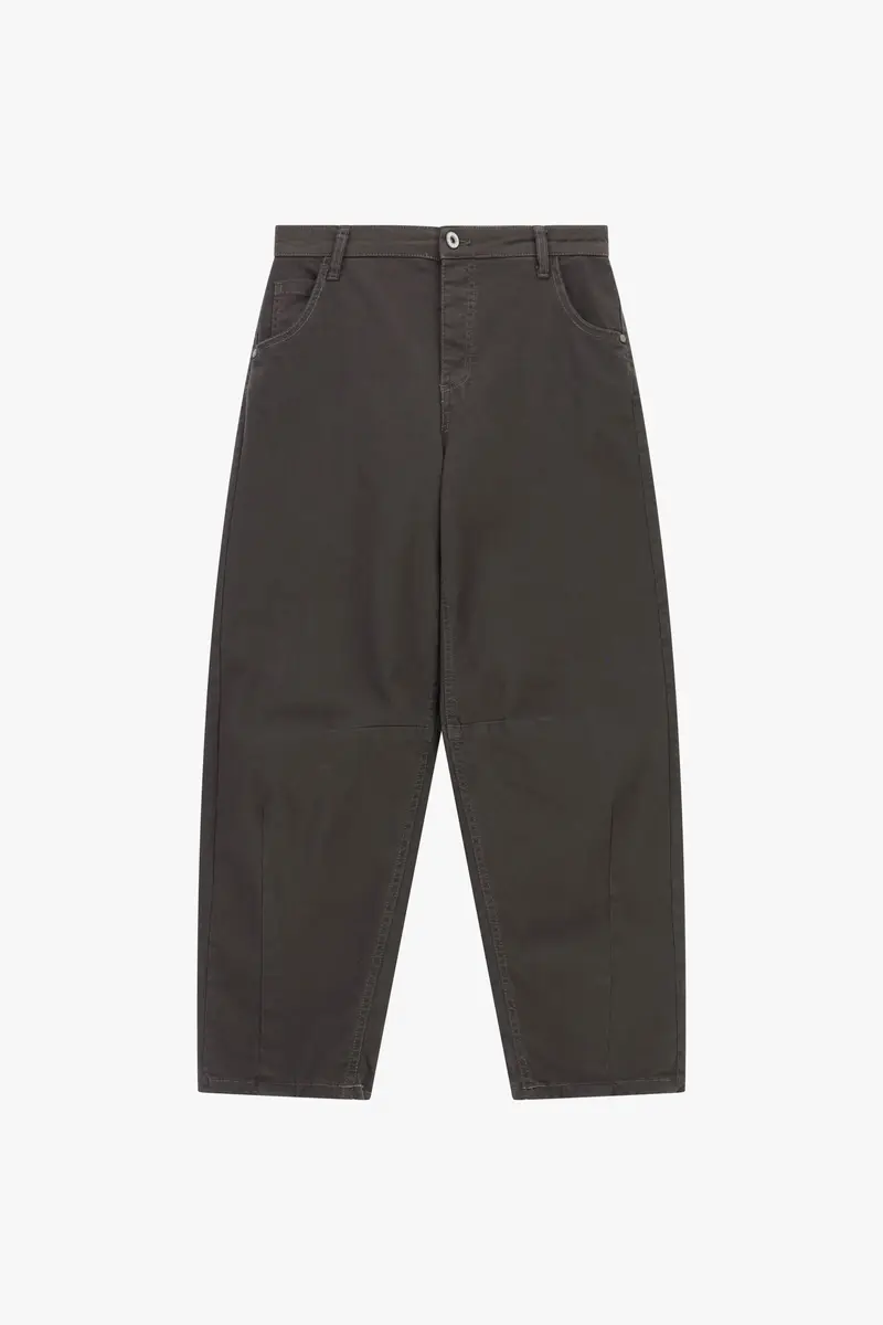 Pantaloni ampi vita alta con tasche Chocolate brown