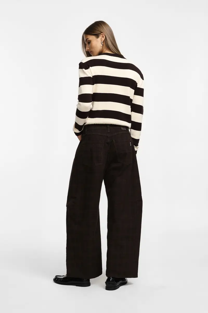 Pantaloni ampia gamba a quadri Black coffee miniatura 3