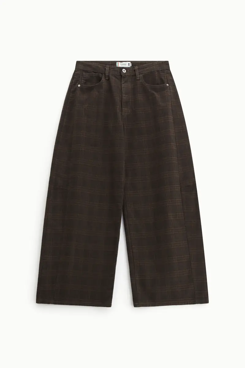 Pantaloni ampia gamba a quadri Black coffee