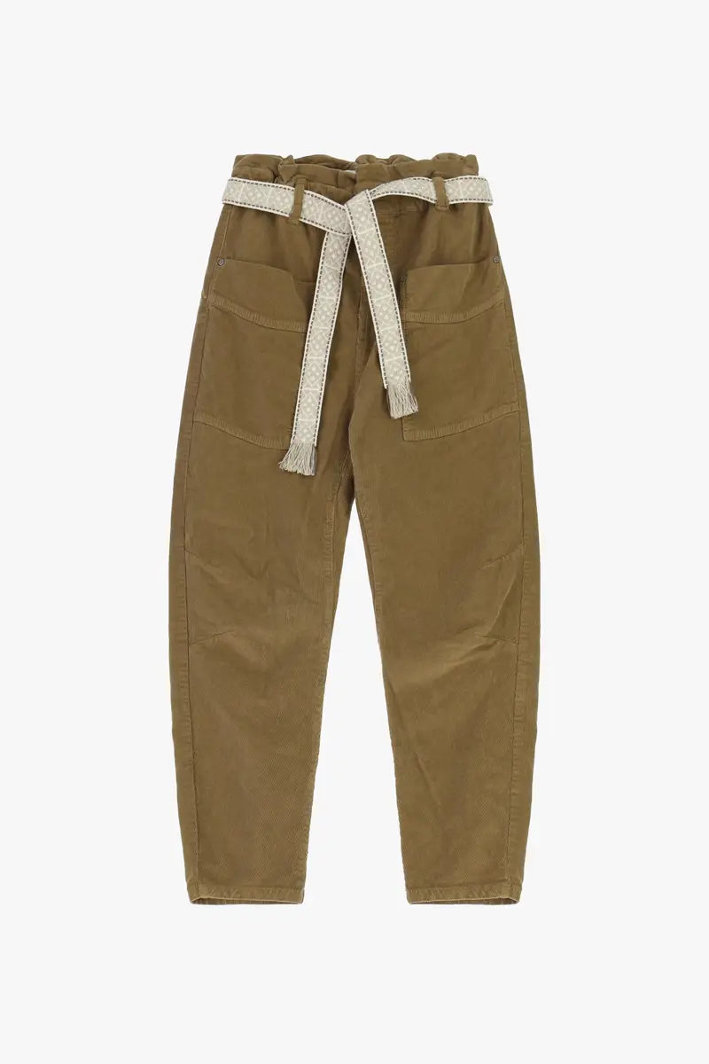 Pantaloni chino-fit vita alta con cintura tessuta Vintage camel