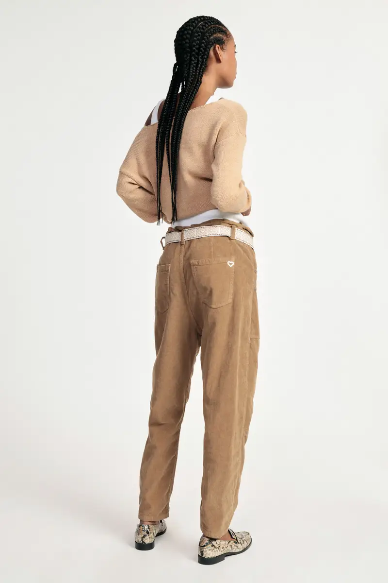 Pantaloni chino-fit vita alta con cintura tessuta Vintage camel miniatura 3