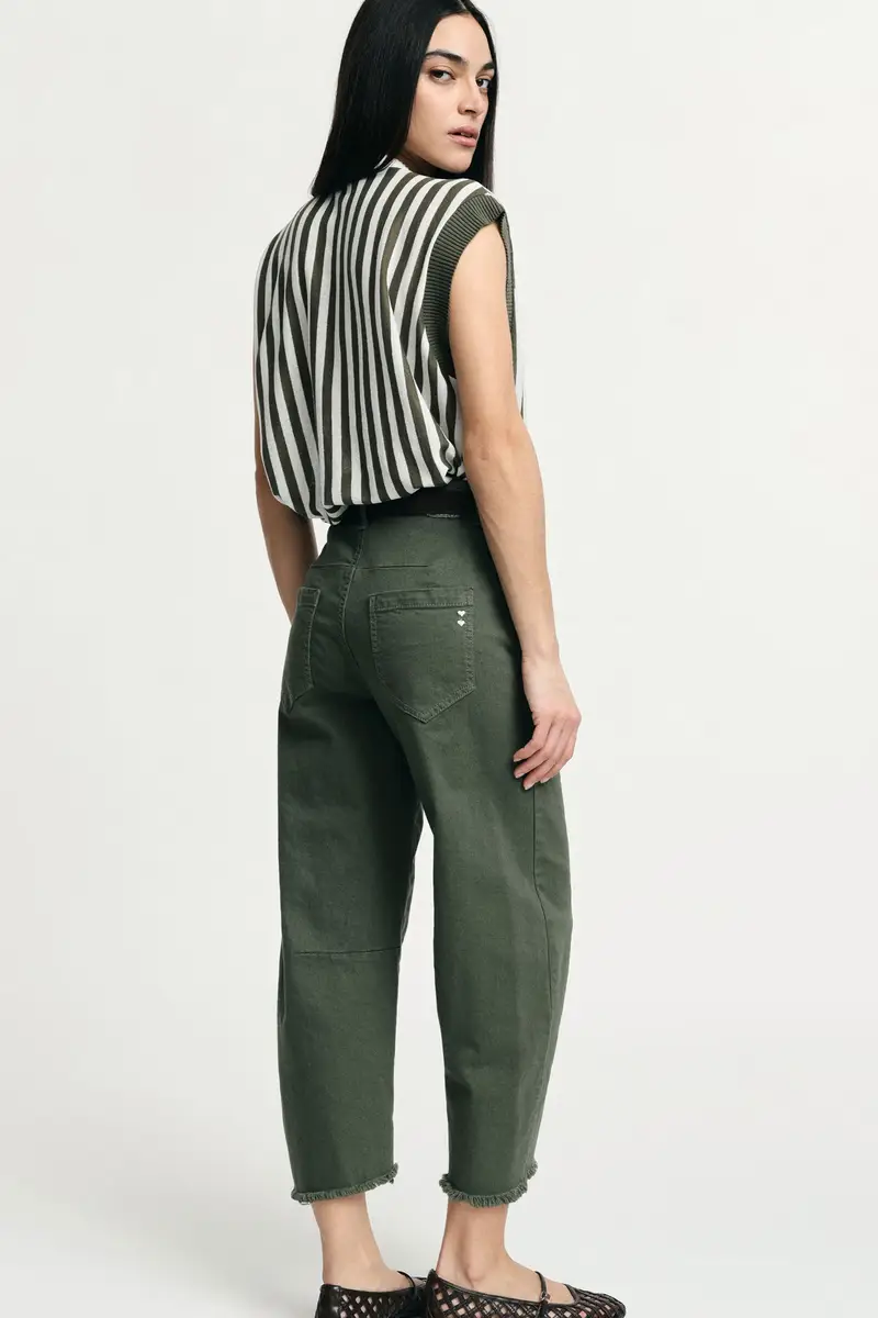 Pantaloni cropped a gamba dritta con orlo sfrangiato Sea kelp miniatura 3