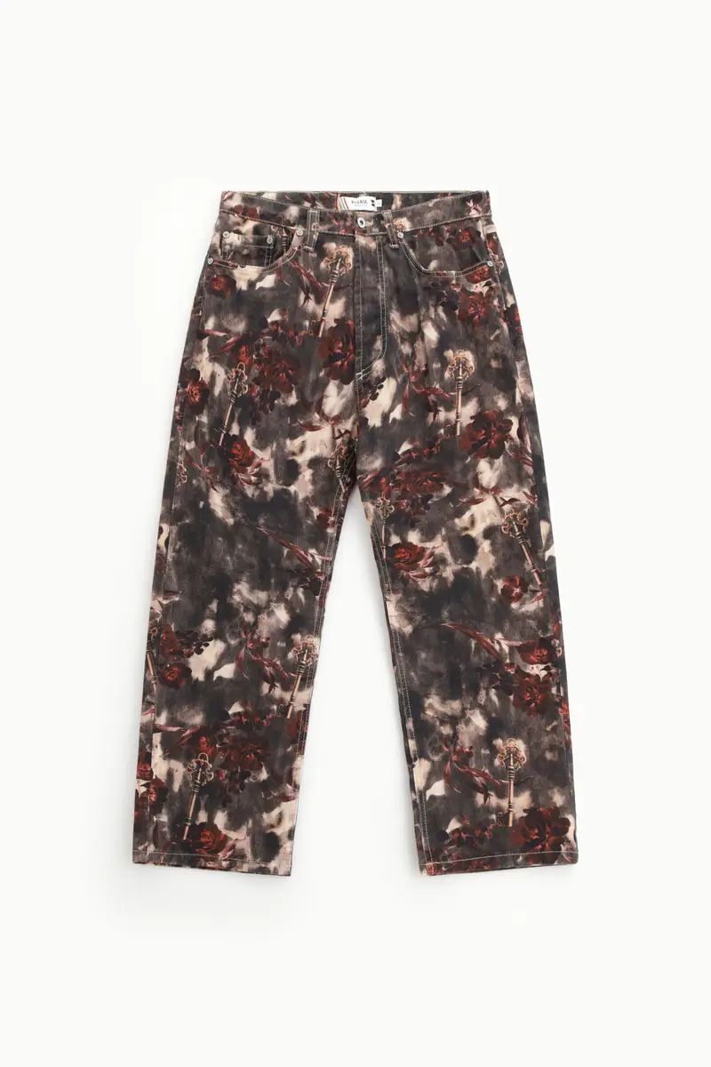 Pantaloni cropped a stampa floreale Bordeaux