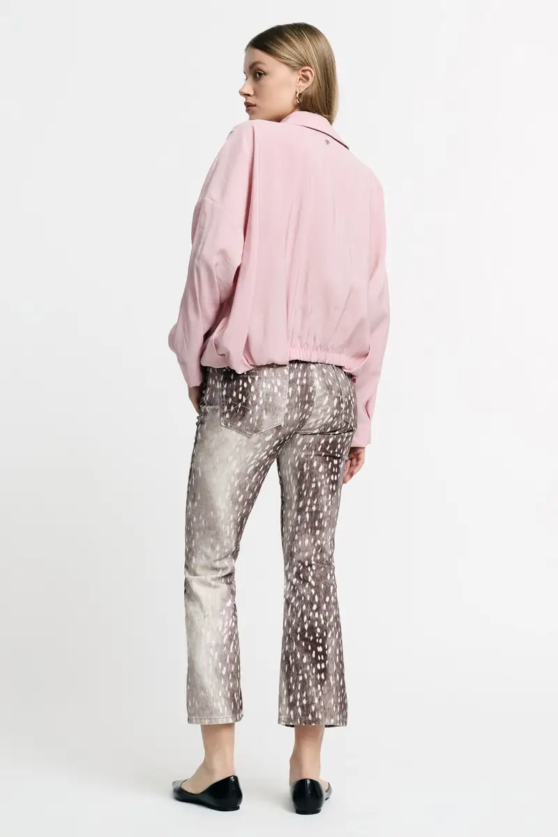 Pantaloni cropped stampa maculata vestibilità dritta Moro miniatura 3