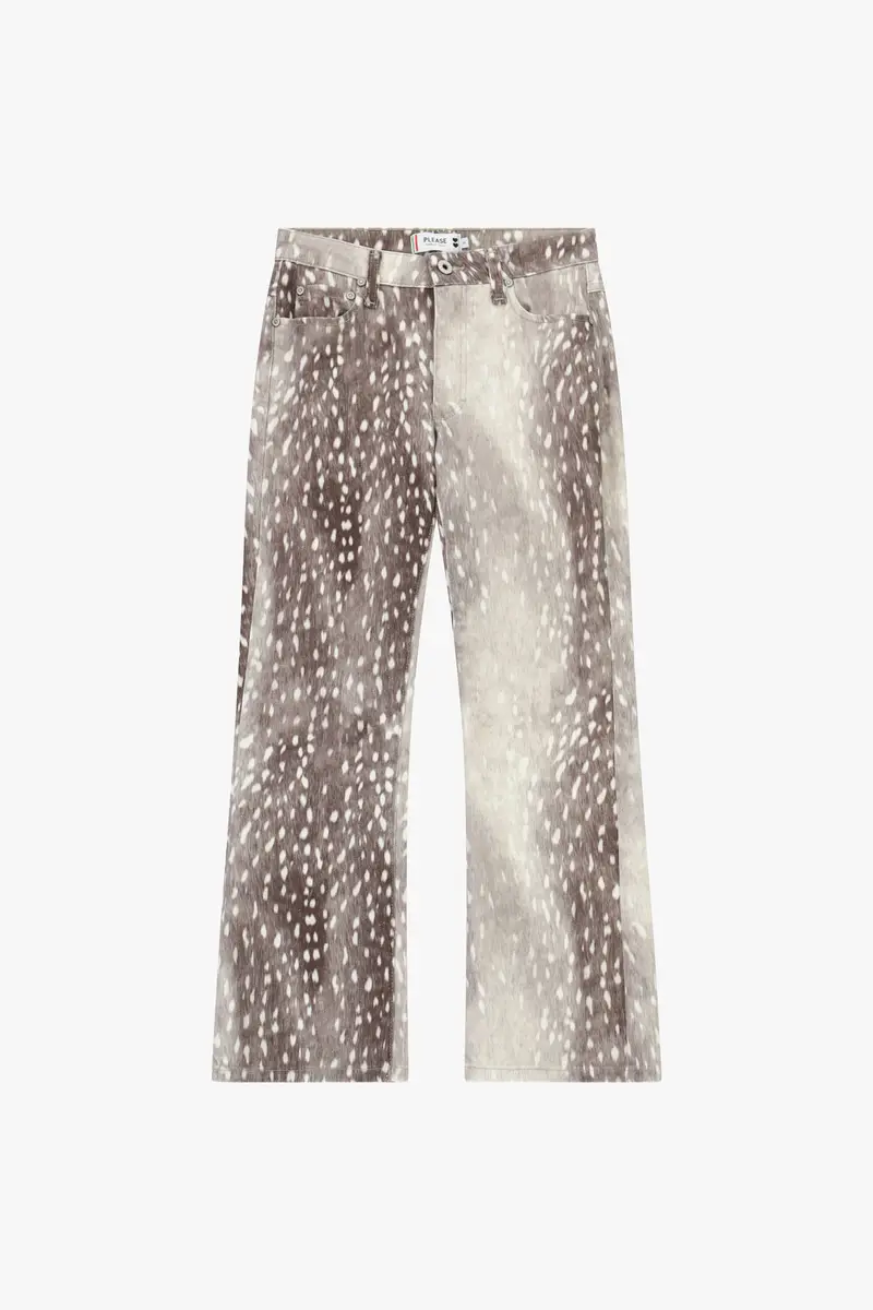 Pantaloni cropped stampa maculata vestibilità dritta Moro