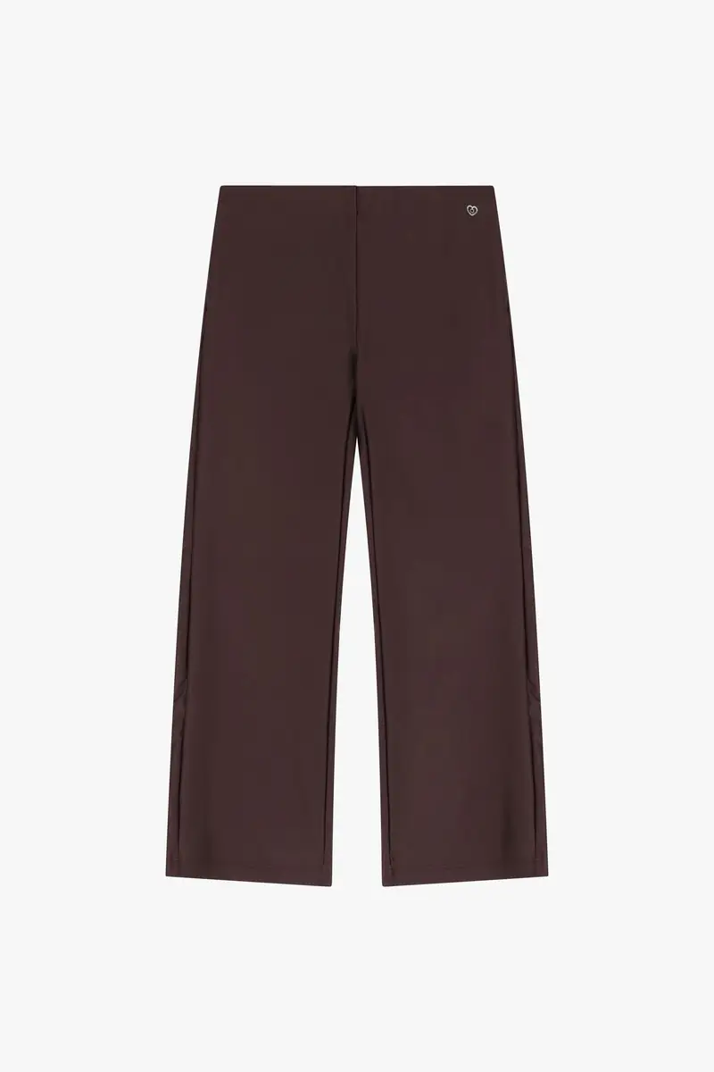 Pantaloni effetto pelle a zampa vita alta Moro