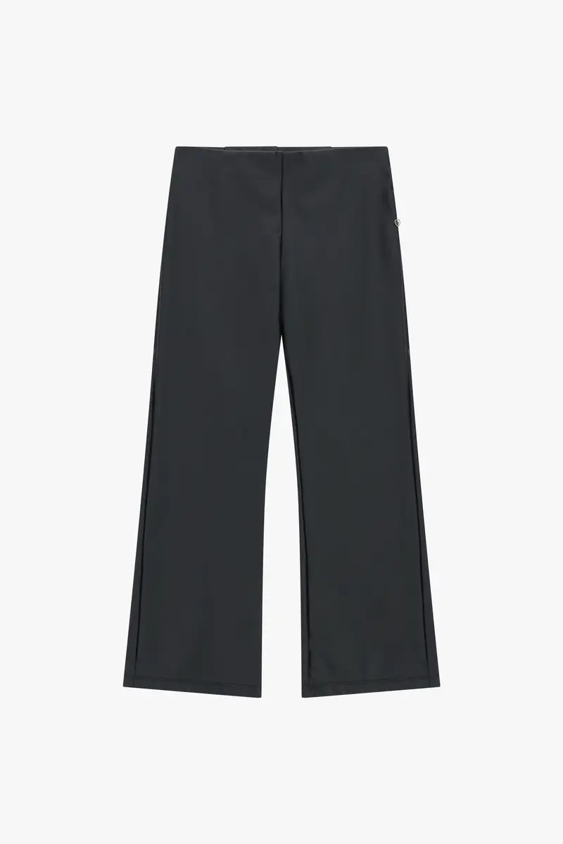 Pantaloni effetto pelle a zampa vita alta Nero