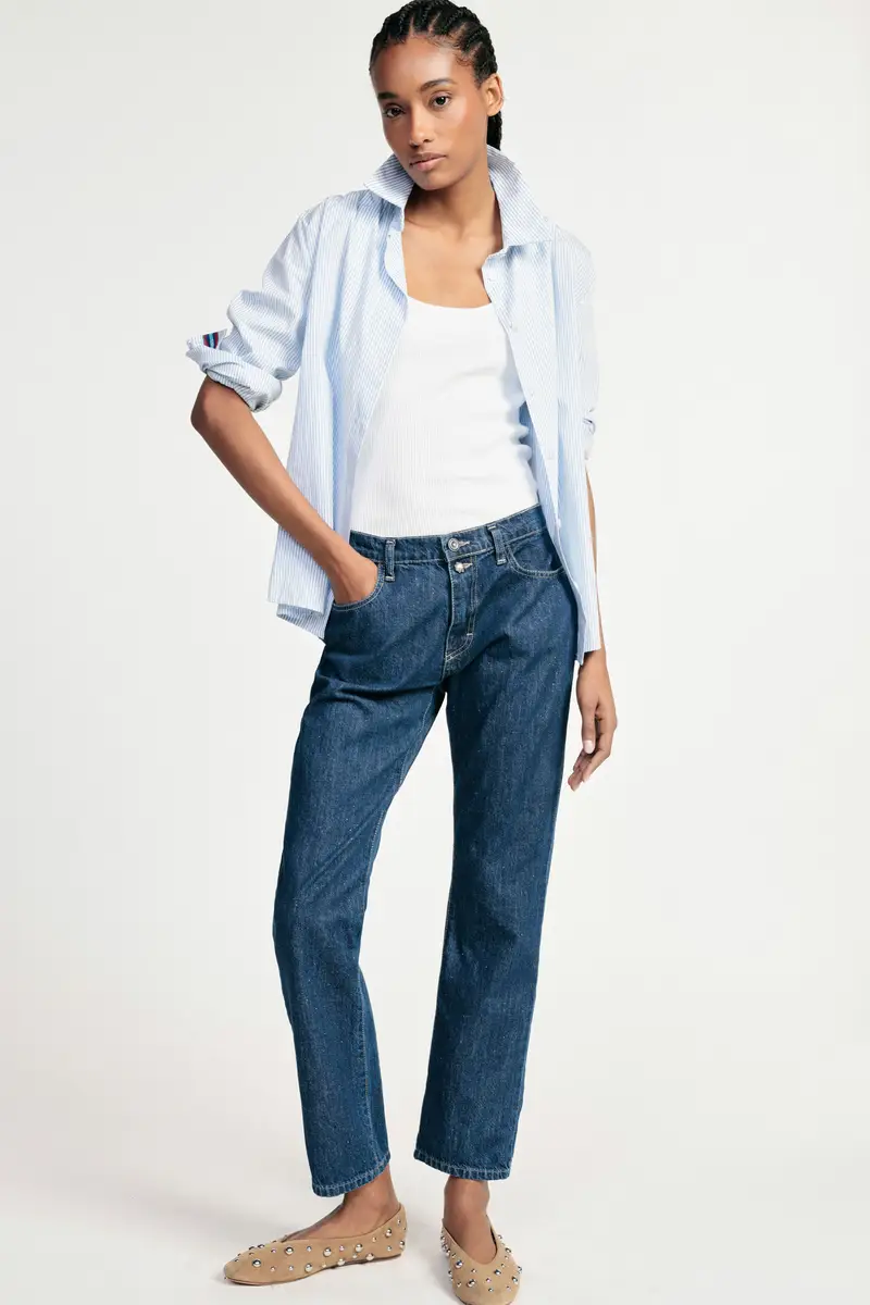 Pantaloni five-pocket fit dritto classico Blu denim miniatura 2