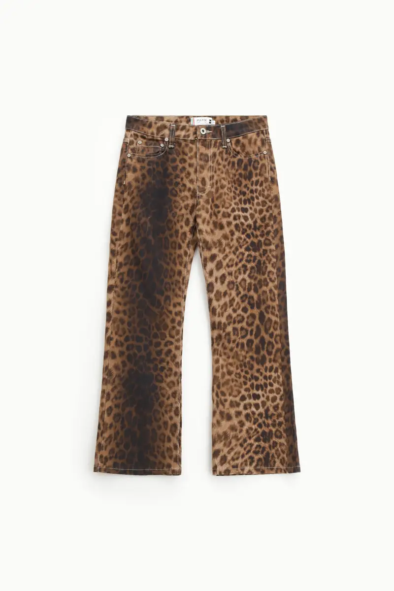 Pantaloni flare stampa animalier Cammello