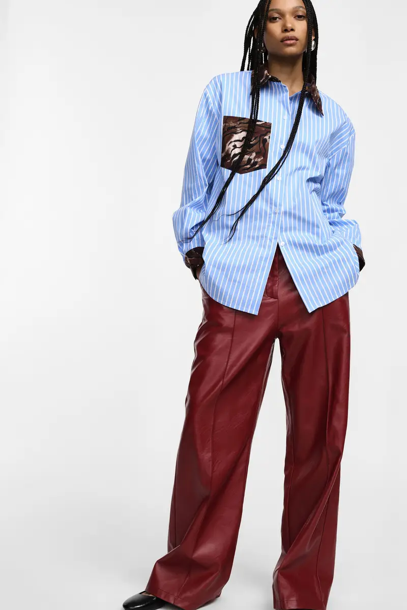 Pantaloni in similpelle a vita alta Mattone miniatura 2