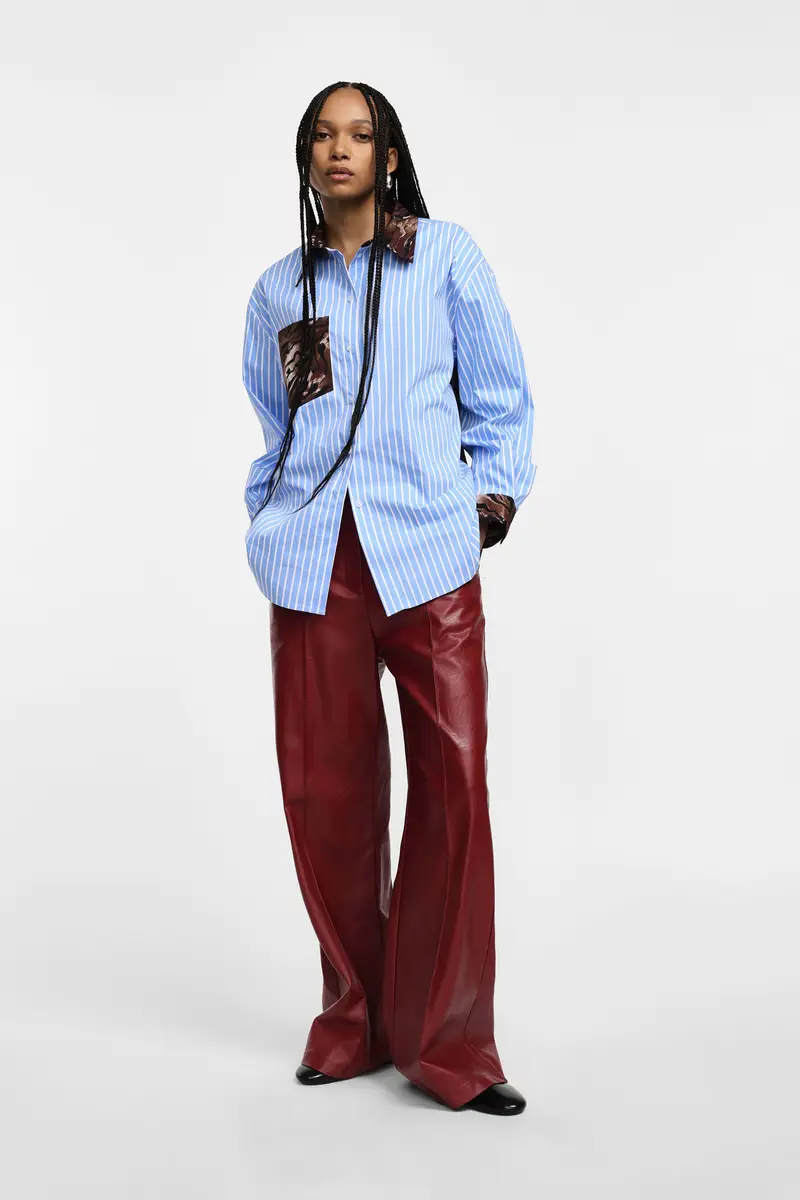 Pantaloni in similpelle a vita alta Mattone miniatura 3