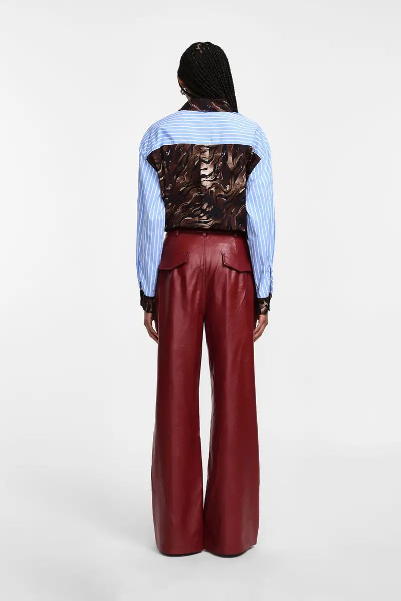 Pantaloni in similpelle a vita alta Mattone miniatura 4