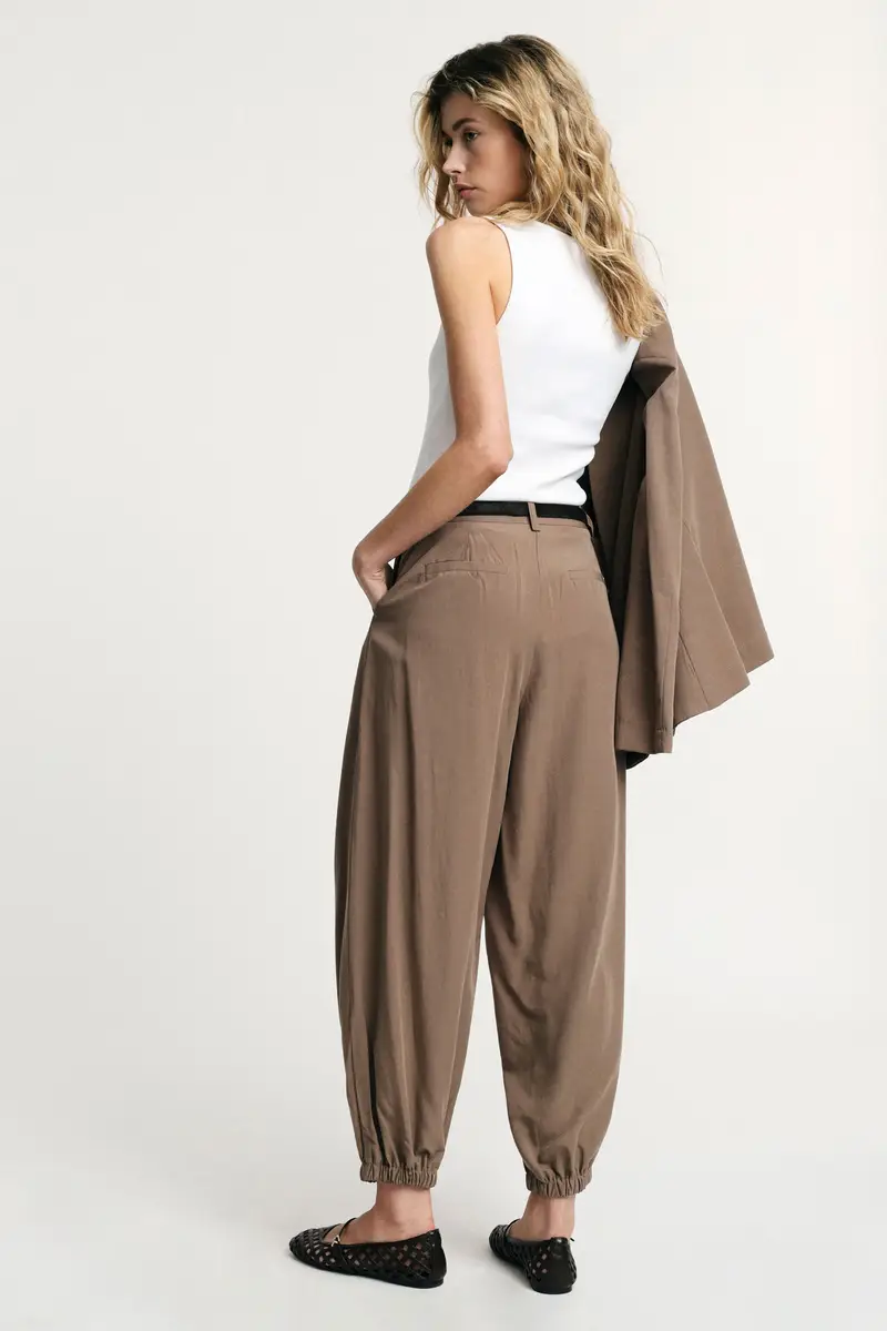 Pantaloni jogging pinces con elastico al fondo Biscotto miniatura 3