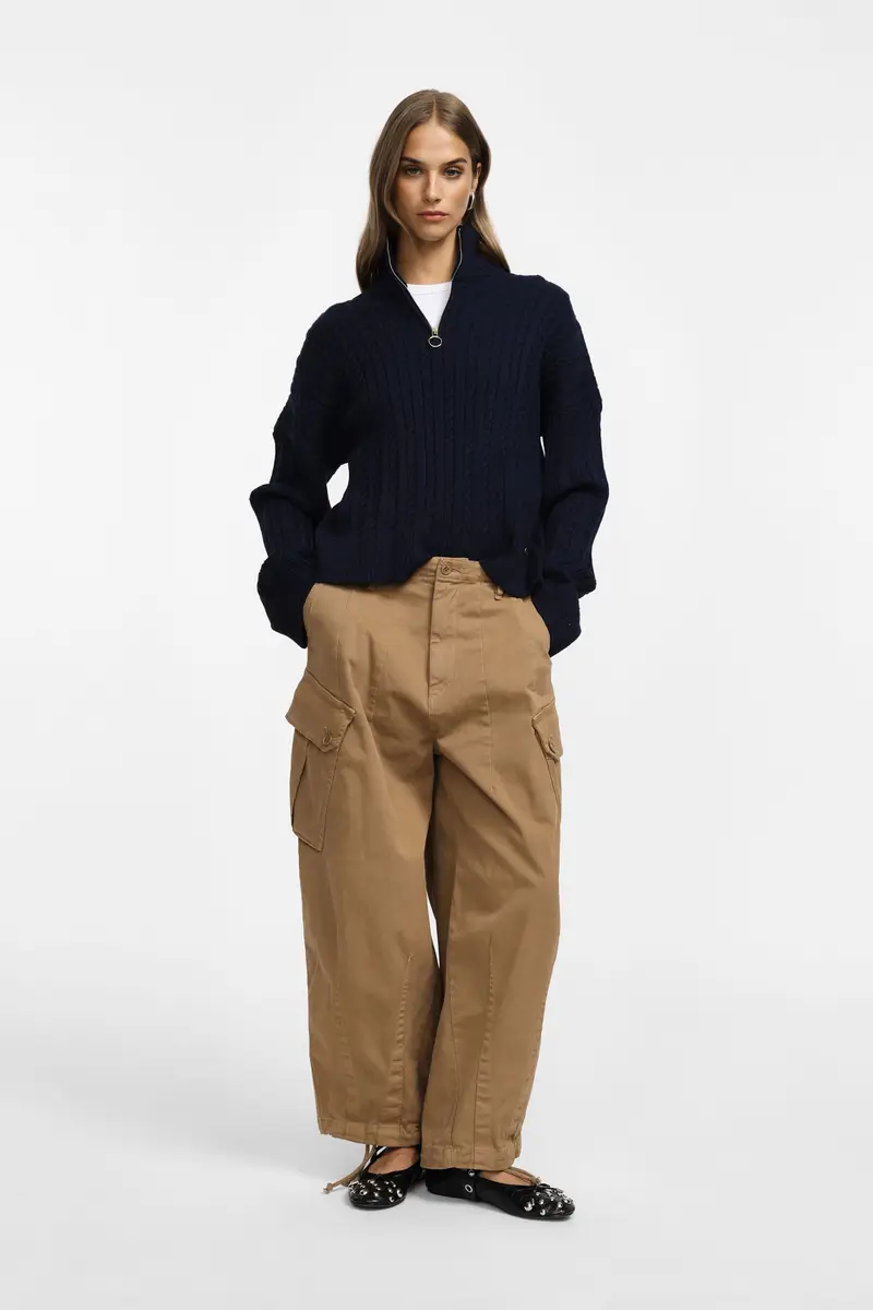 Pantaloni larghi con tasche grandi Vintage camel miniatura 2