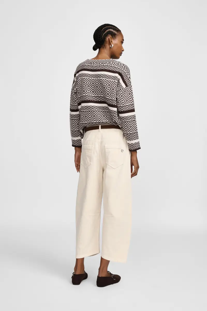 Pantaloni larghi vita alta in velluto a coste Almond milk miniatura 3