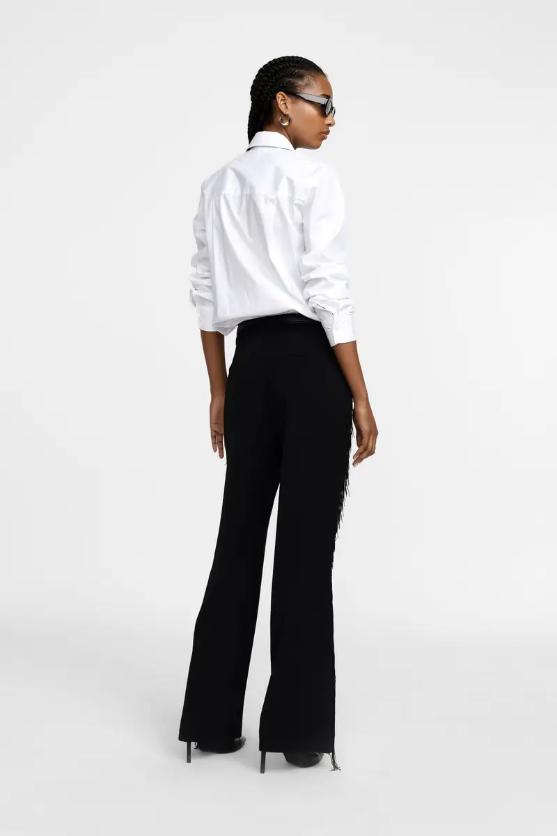 Pantaloni palazzo con frange lungo i lati Nero miniatura 4