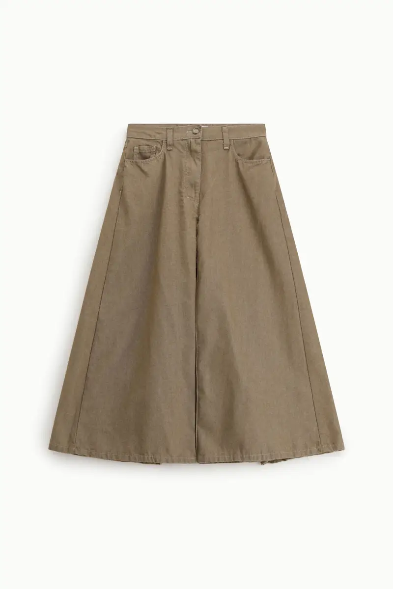 Pantaloni palazzo cropped a vita alta Verde kaki