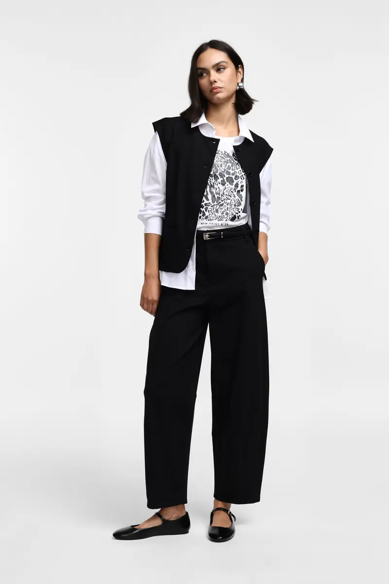 Pantaloni palazzo fit regolare con tasche Nero miniatura 2