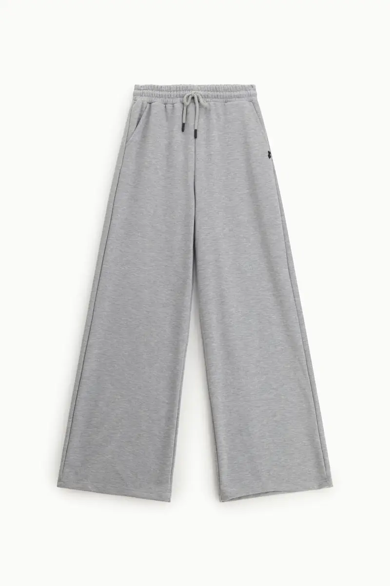 Pantaloni palazzo sportivi vita alta coulisse Grigio melange