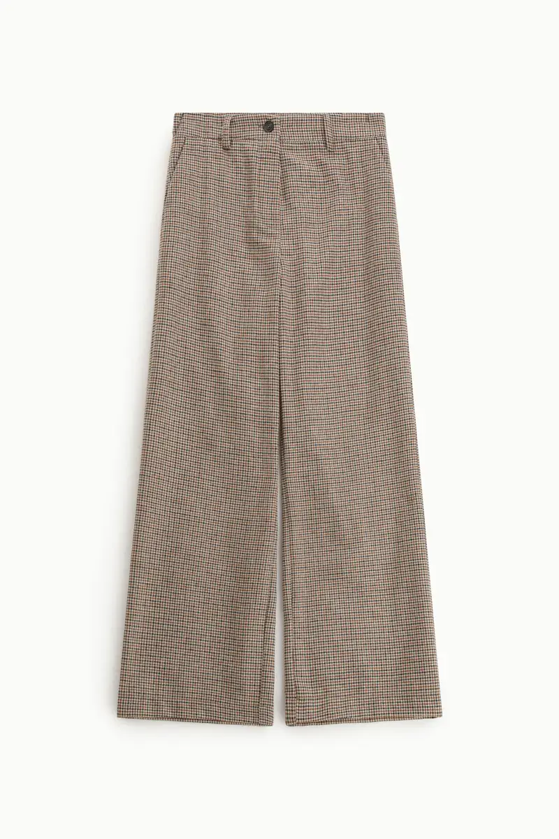 Pantaloni palazzo stampa fantasia a vita alta Panna