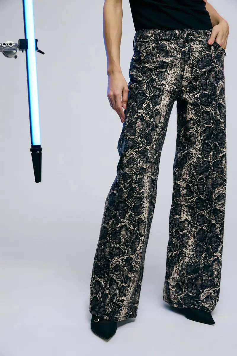 Pantaloni palazzo stampa pitonata e strass Moro miniatura 4