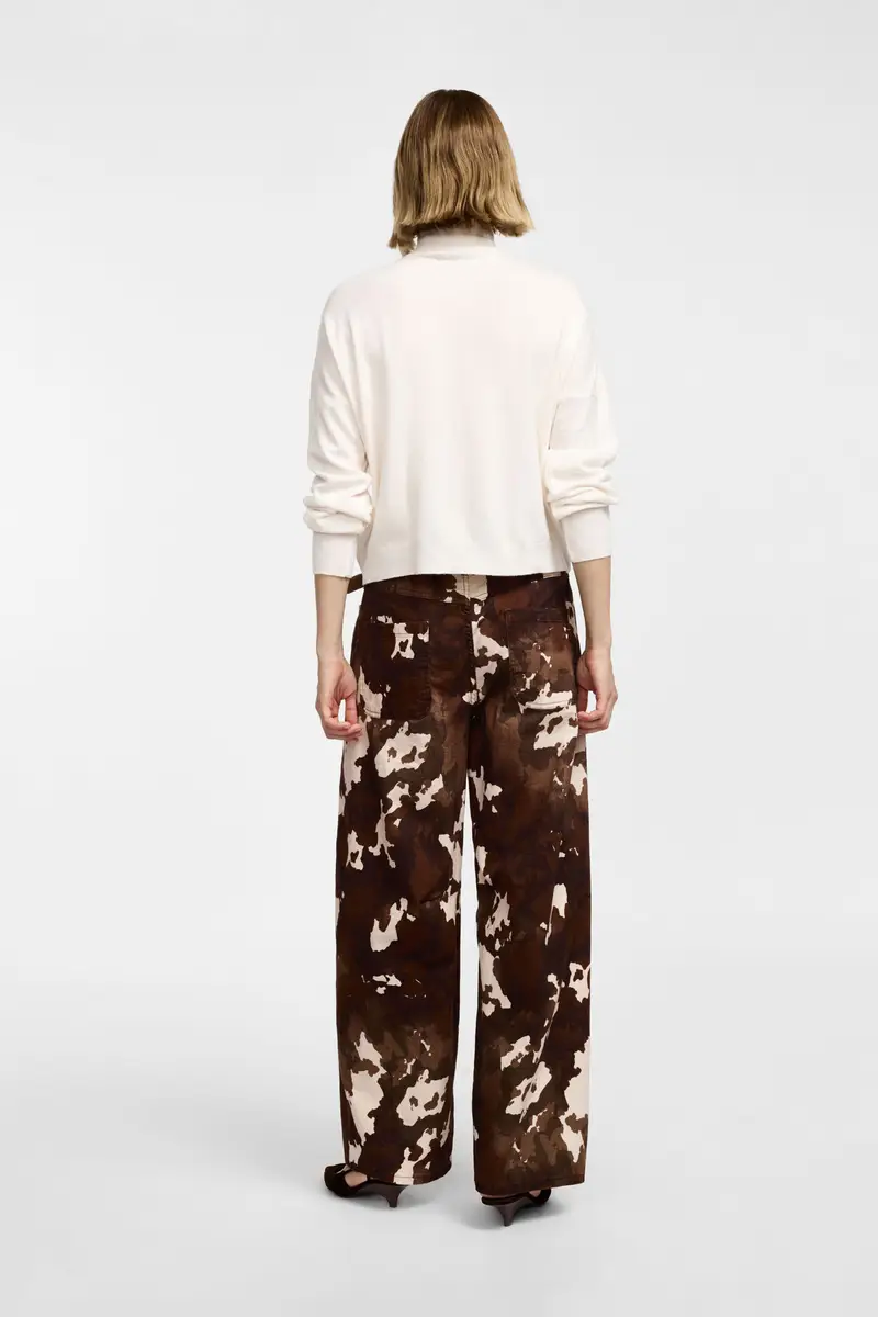 Pantaloni palazzo stampati vita alta con passanti Moro miniatura 3