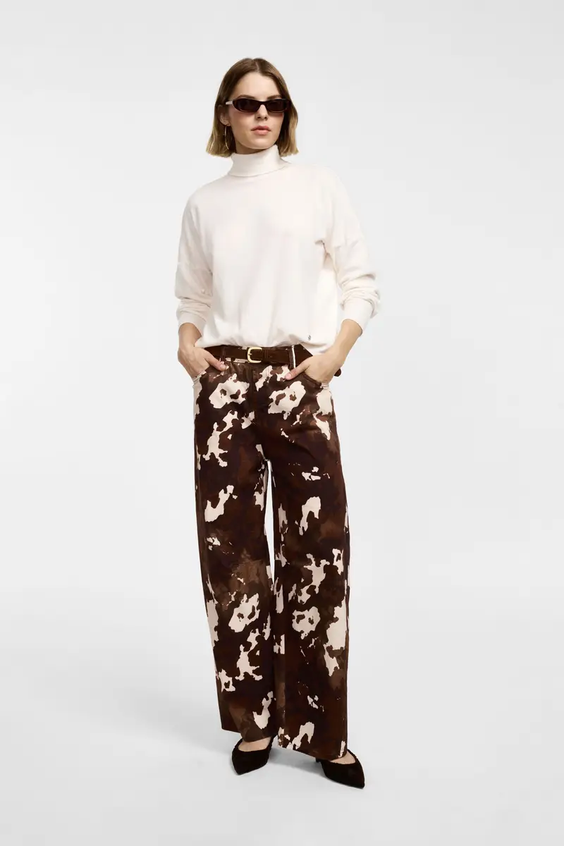 Pantaloni palazzo stampati vita alta con passanti Moro miniatura 2