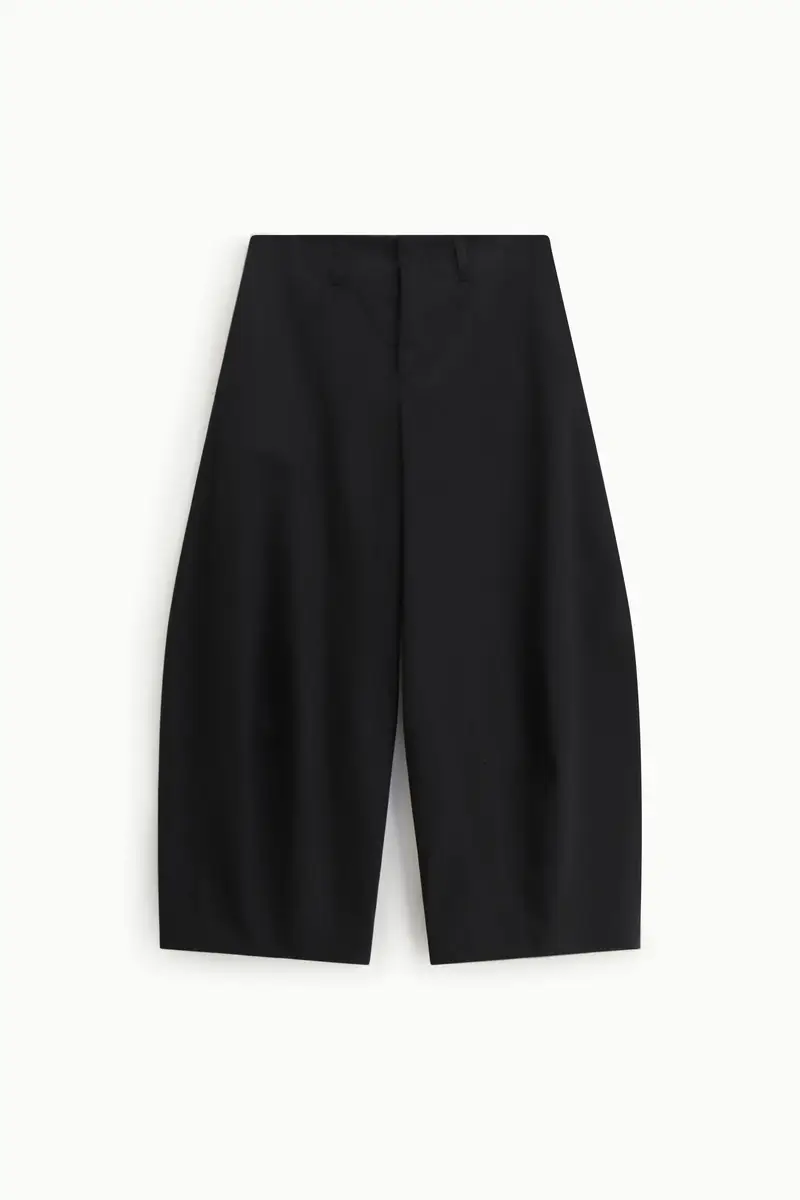 Pantaloni palazzo vita alta con cintura Nero