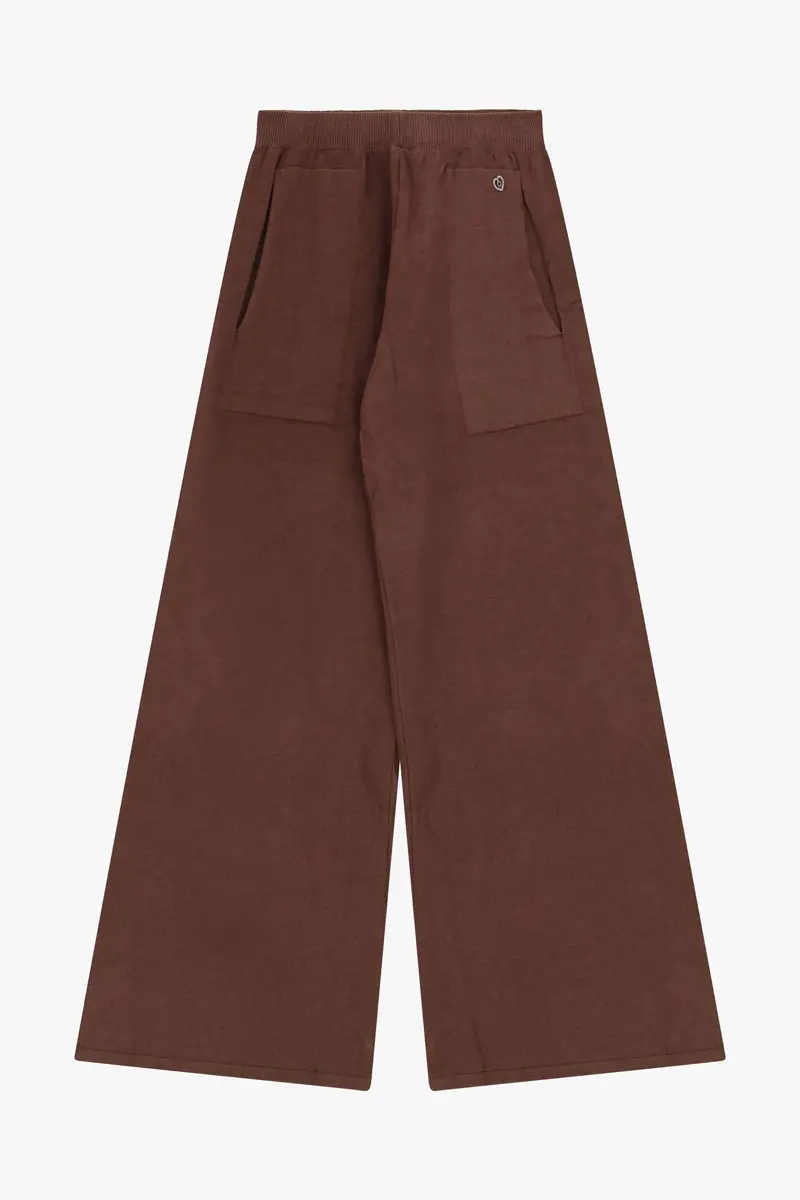 Pantaloni palazzo vita alta con tasche ampie Brown