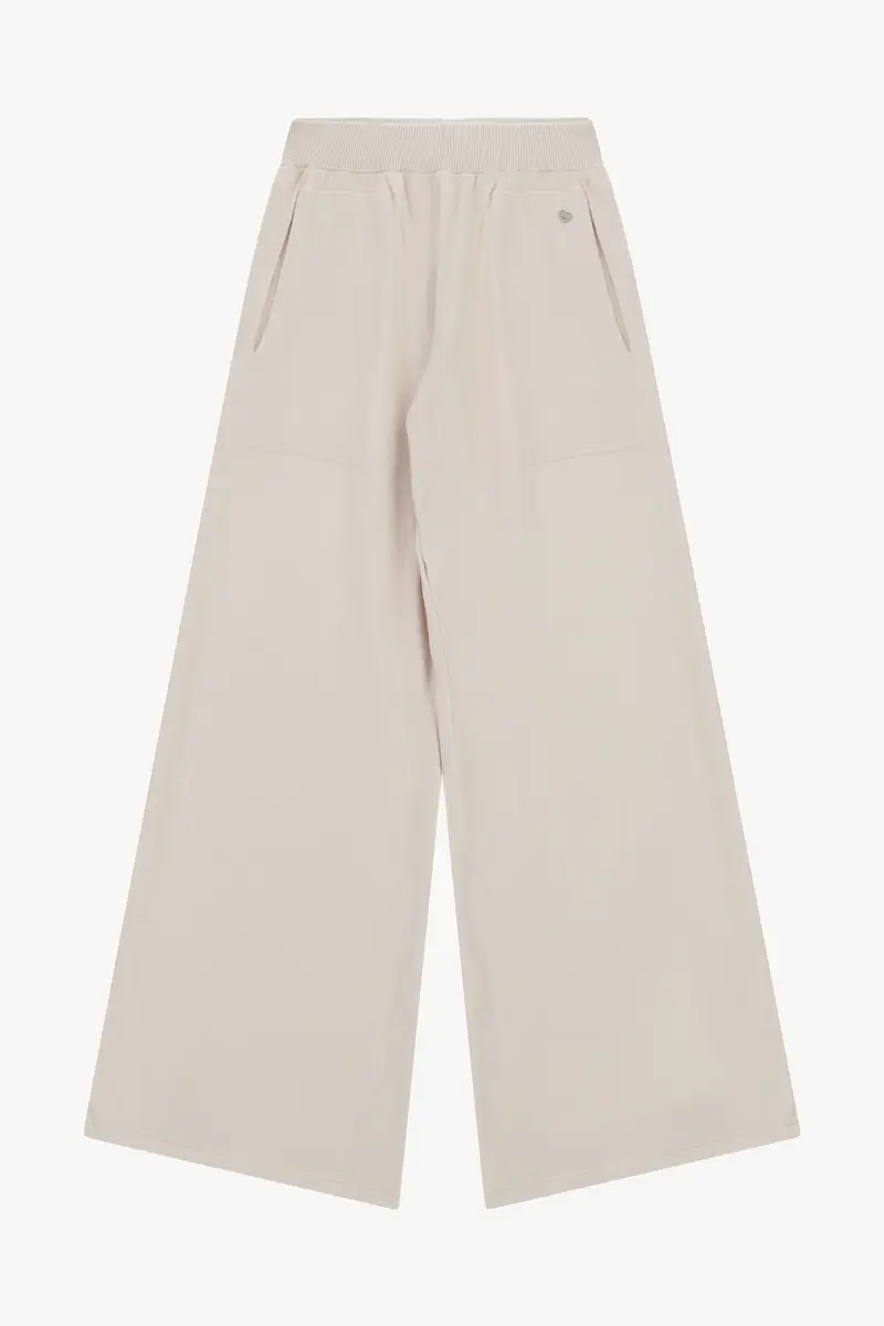 Pantaloni palazzo vita alta con tasche ampie Calce