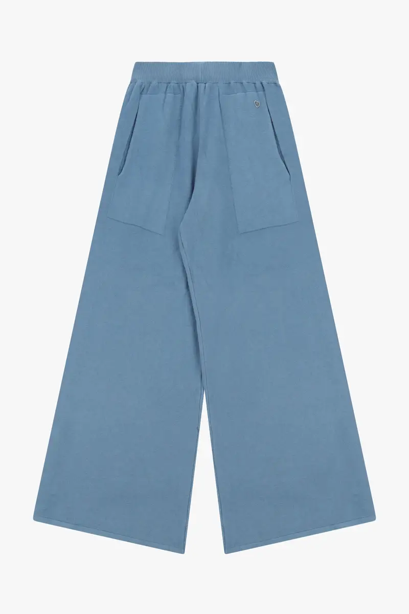 Pantaloni palazzo vita alta con tasche ampie Denim