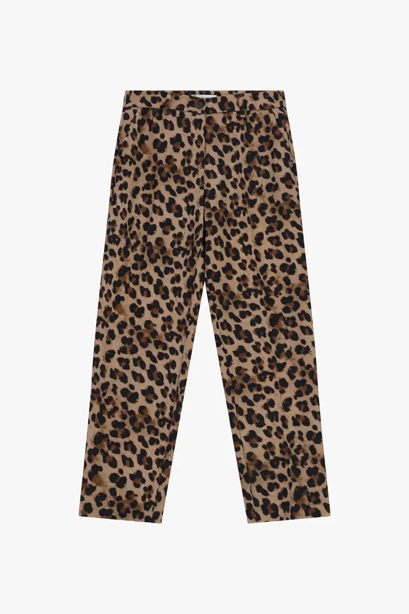 Pantaloni sartoriali stampa animalier tasche laterali Beige