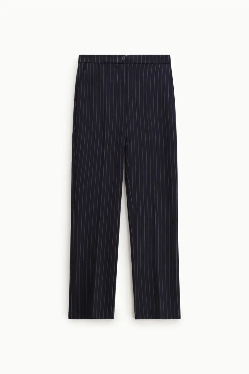 Pantaloni tailored a righe con vita media Blu