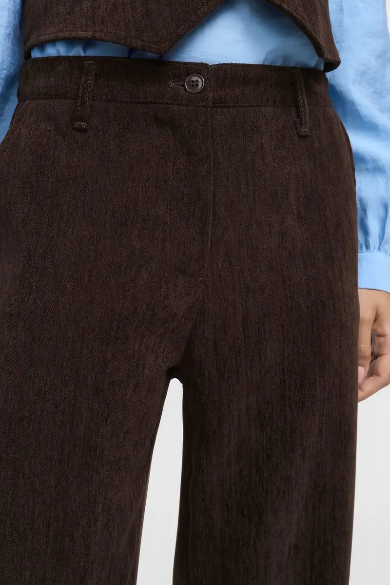 Pantaloni texturizzati a gamba ampia con vita alta Moro miniatura 4