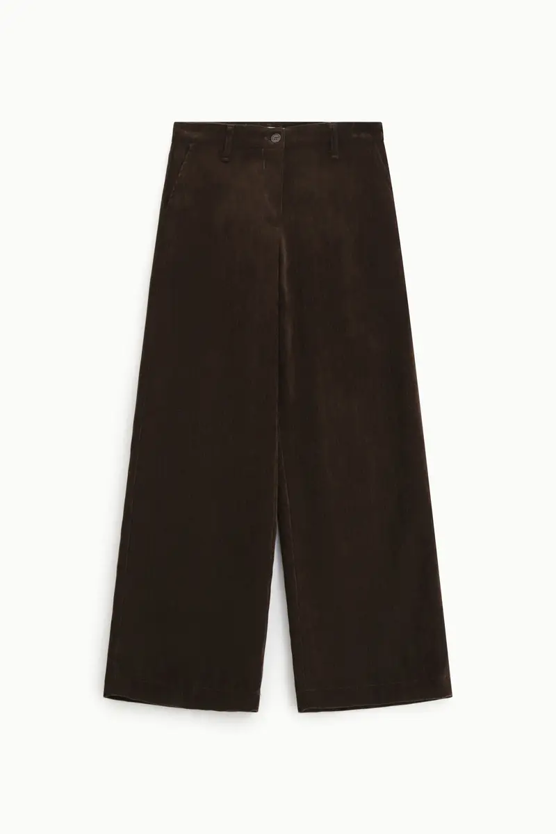 Pantaloni texturizzati a gamba ampia con vita alta Moro