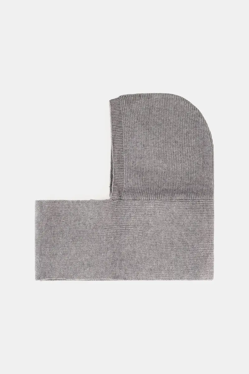 Passamontagna con sciarpa a costine Grigio