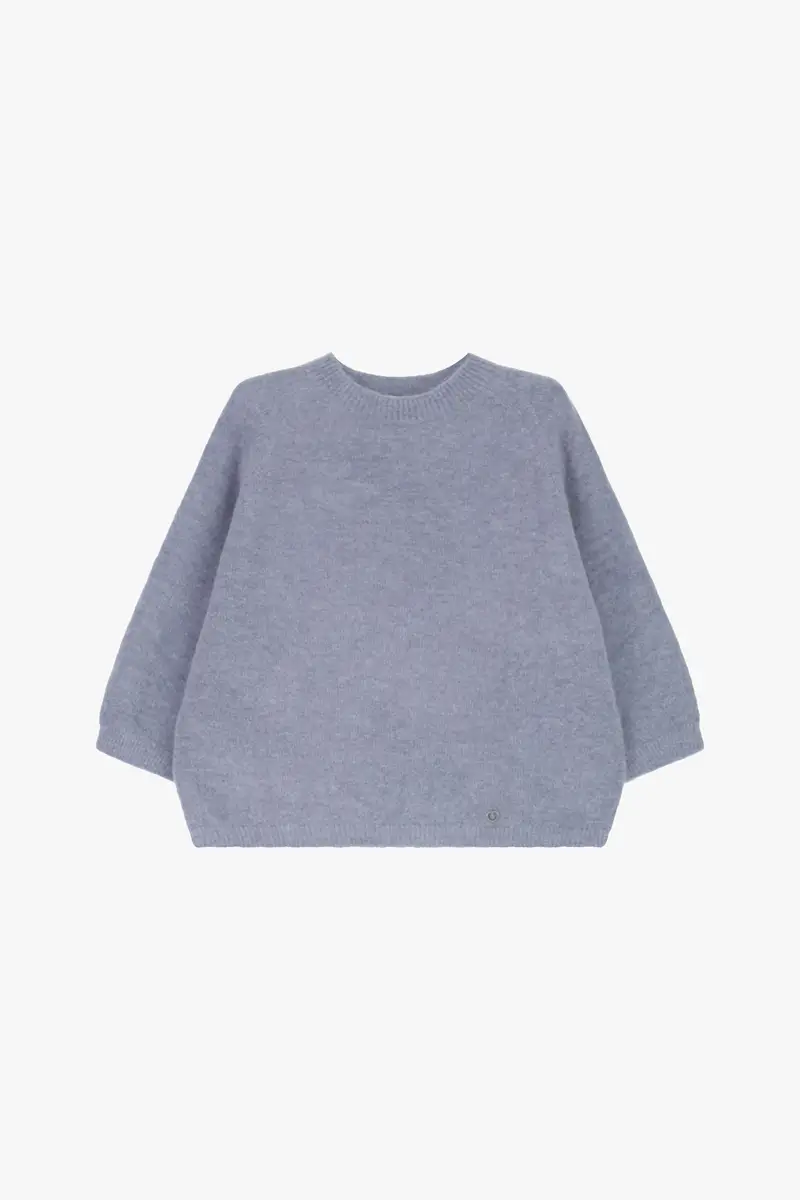 Pullover con maniche 3/4 e girocollo Grigio
