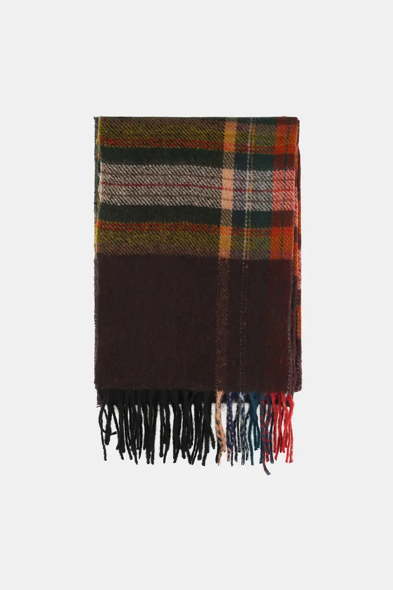 Sciarpa a quadri con frange lunghe Moro